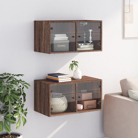 Wall Cabinets With Glass Doors 2 Pcs 68.5X37X35 Cm