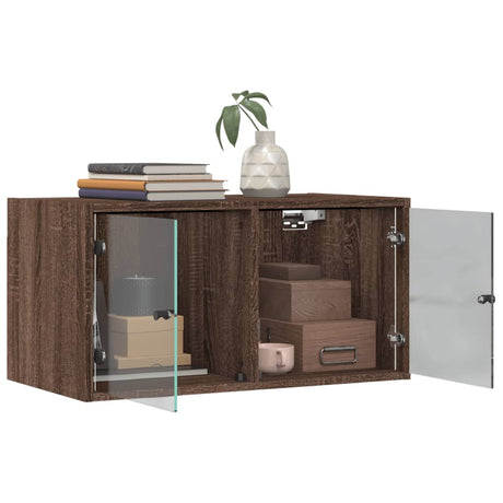 Wall Cabinets With Glass Doors 2 Pcs 68.5X37X35 Cm