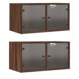 Wall Cabinets With Glass Doors 2 Pcs 68.5X37X35 Cm