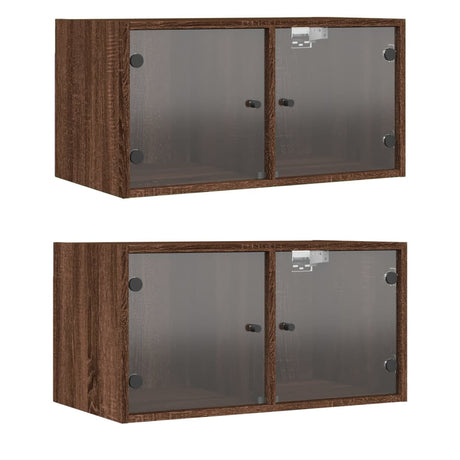 Wall Cabinets With Glass Doors 2 Pcs 68.5X37X35 Cm