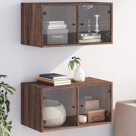 Wall Cabinets With Glass Doors 2 Pcs 68.5X37X35 Cm
