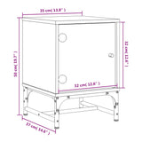 Bedside Cabinet With Glass Door 35X37X50 Cm