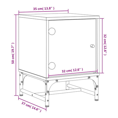 Bedside Cabinet With Glass Door 35X37X50 Cm
