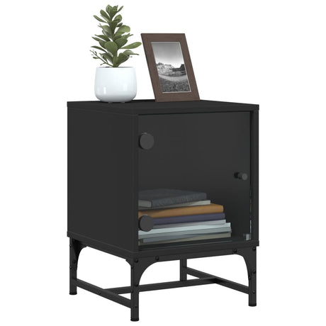 Bedside Cabinet With Glass Door 35X37X50 Cm