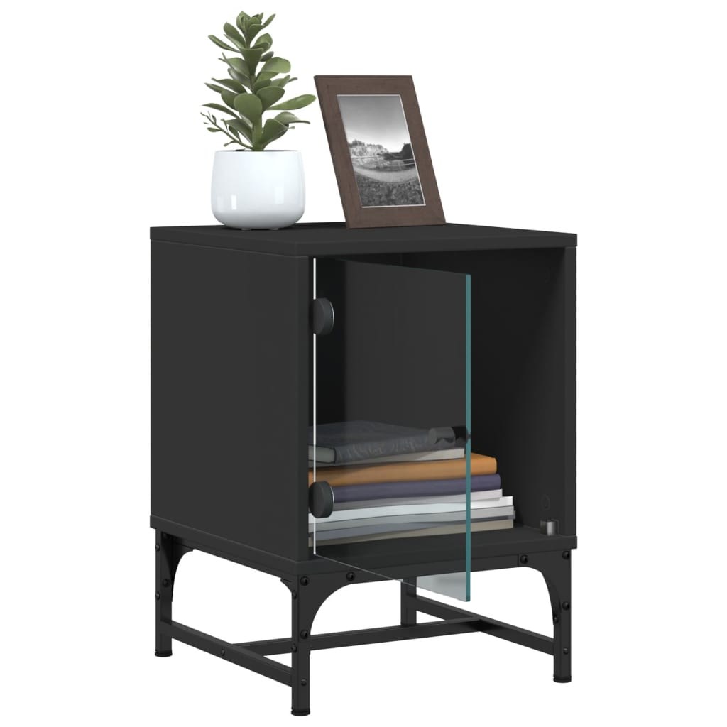 Bedside Cabinet With Glass Door 35X37X50 Cm