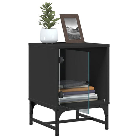 Bedside Cabinet With Glass Door 35X37X50 Cm