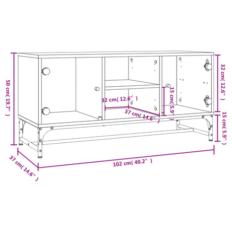 Tv Cabinet With Glass Doors 102X37X50 Cm