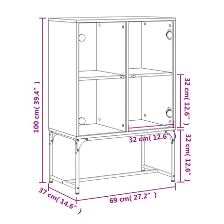 Side Cabinet With Glass Doors 69X37X100 Cm