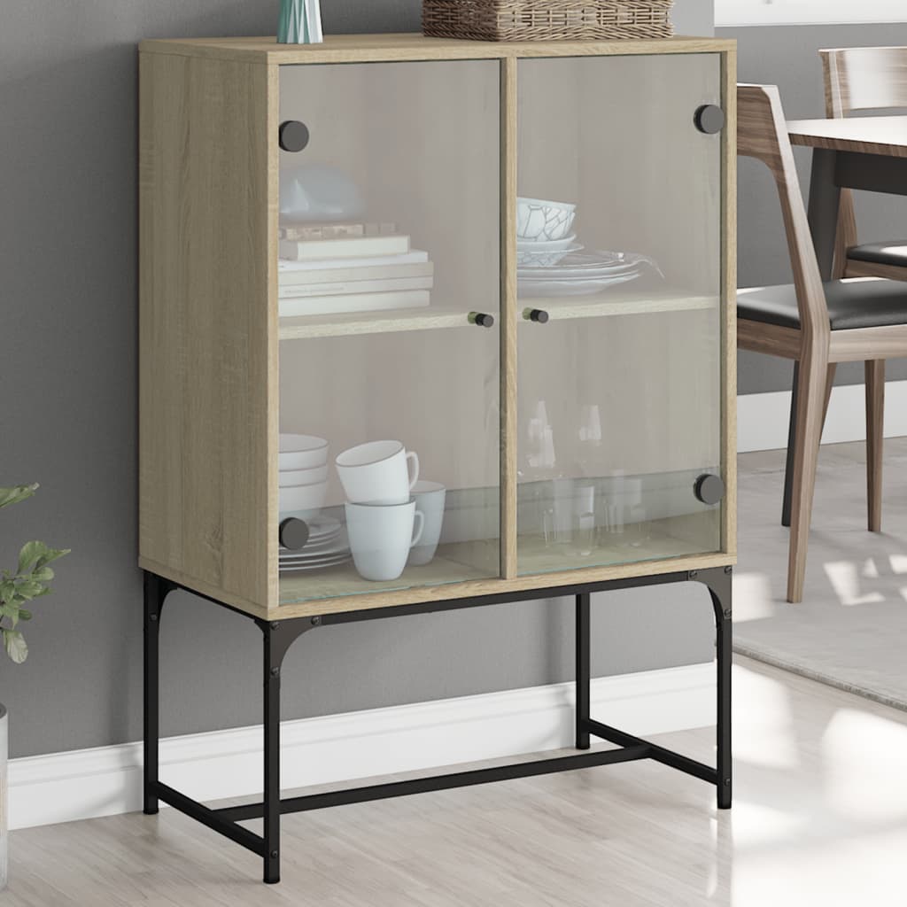Side Cabinet With Glass Doors 69X37X100 Cm