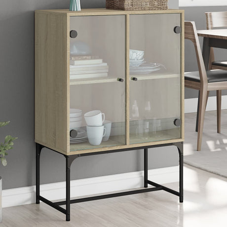 Side Cabinet With Glass Doors 69X37X100 Cm
