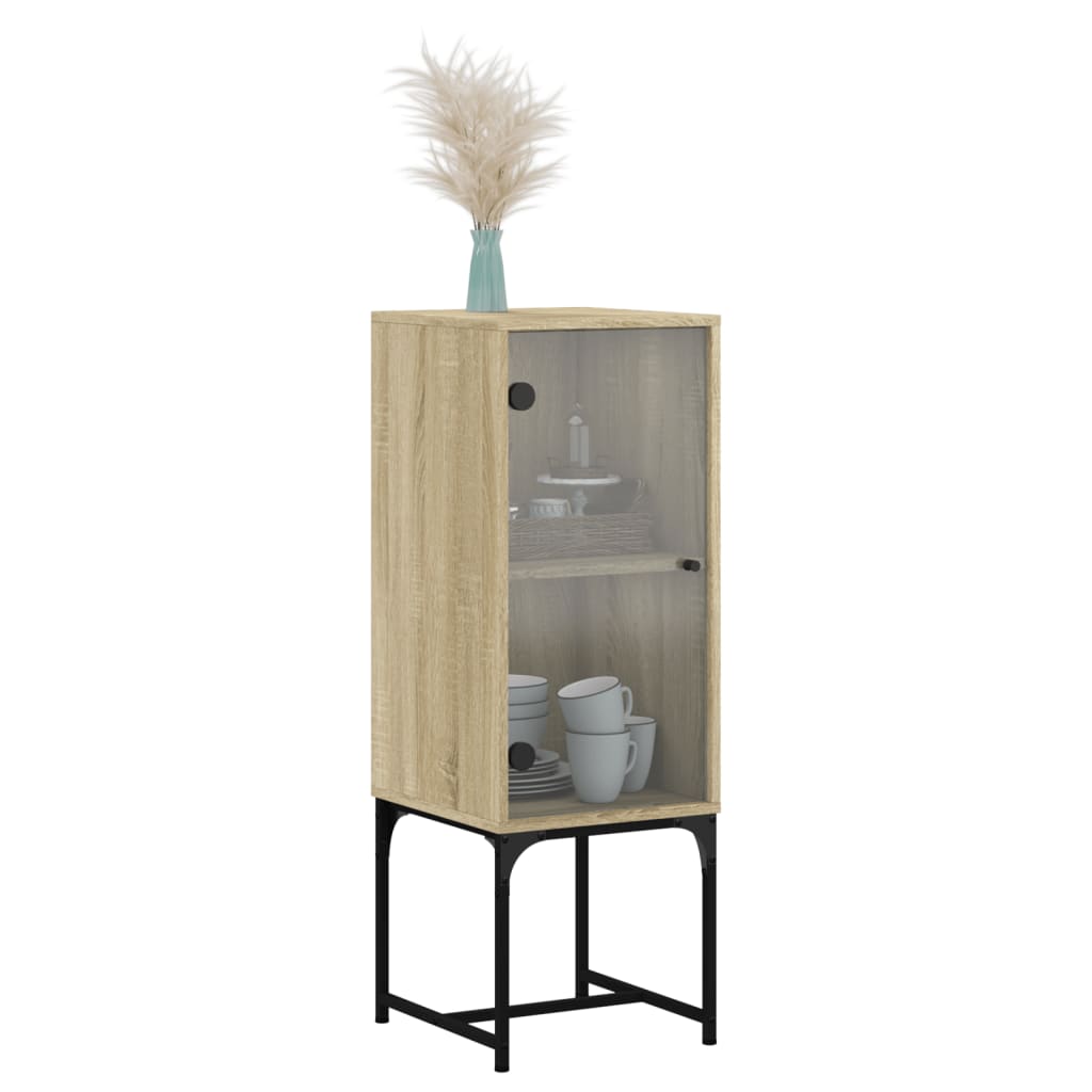 Side Cabinet With Glass Doors 35X37X100 Cm