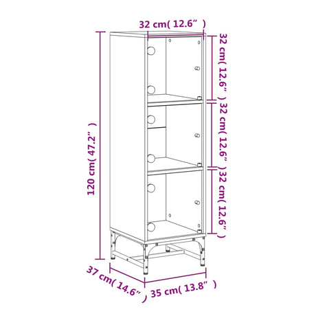 Highboard With Glass Doors 35X37X120 Cm