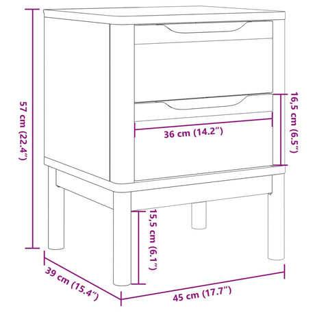Bedside Cabinet Floro 45X39X57 Cm Solid Wood Pine