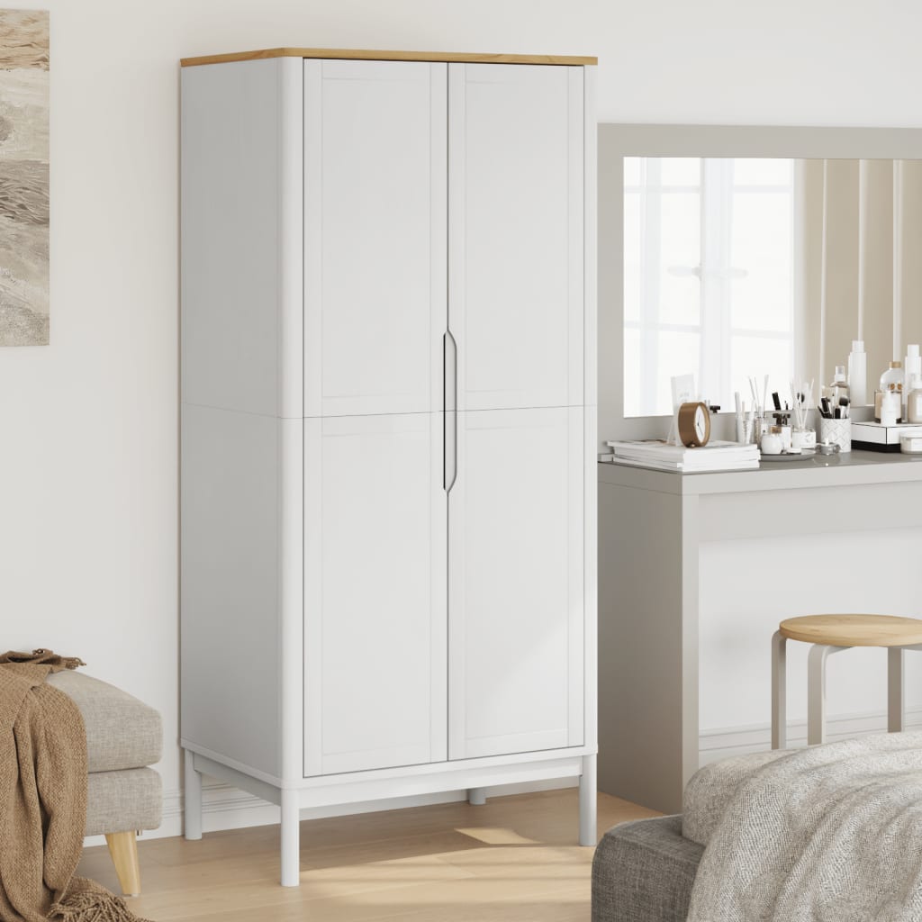 Wardrobe FLORO White 77x53x171 cm Solid Wood Pine