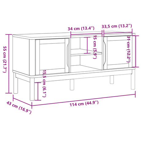 Tv Cabinet Floro 114X43X55 Cm Solid Wood Pine