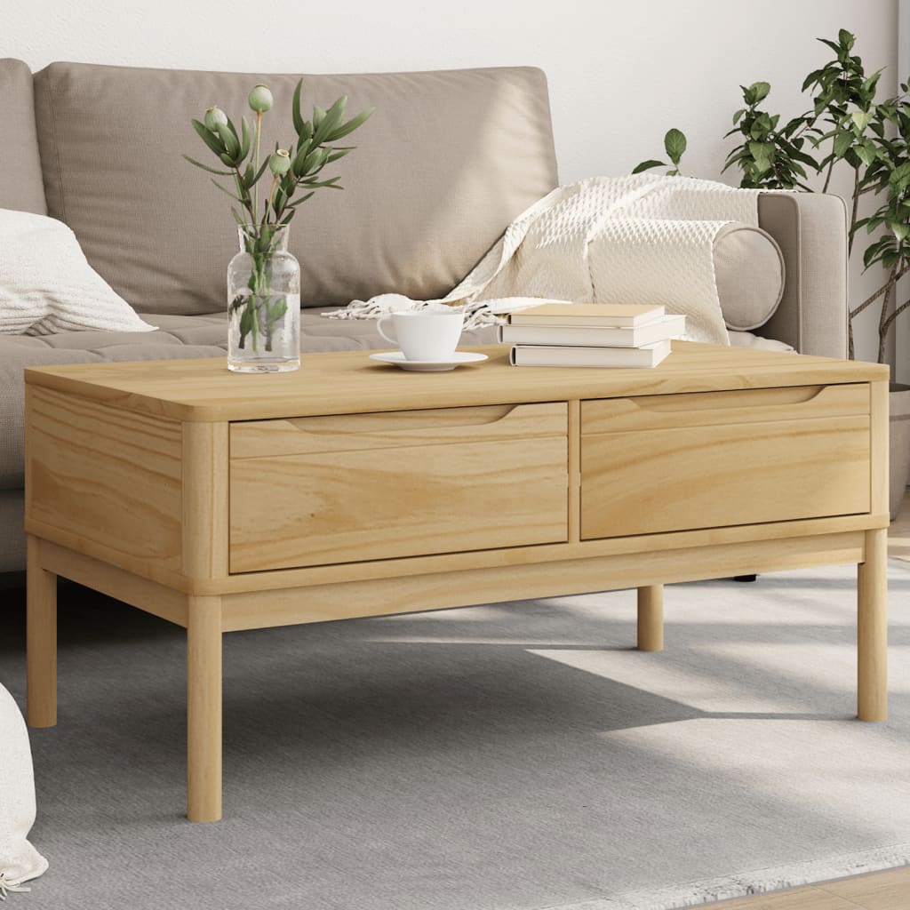 Coffee Table Floro 99X55.5X45 Cm Solid Pine Wood
