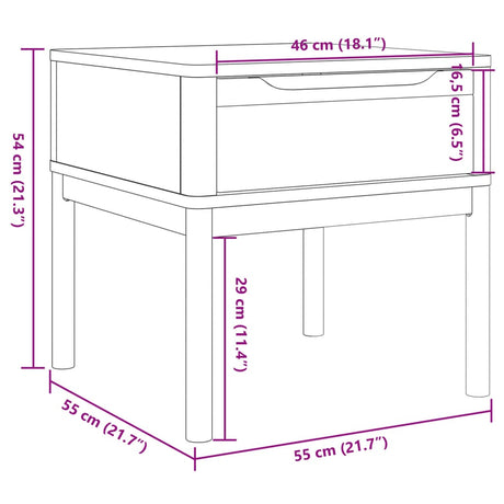 Lamp Table Floro 55X55X54 Cm Solid Wood Pine