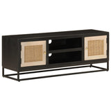 Console Table Black Solid Wood Mango And Iron