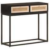 Console Table Black Solid Wood Mango And Iron