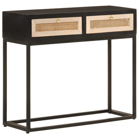 Console Table Black Solid Wood Mango And Iron