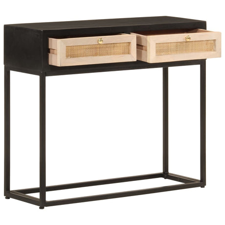Console Table Black Solid Wood Mango And Iron