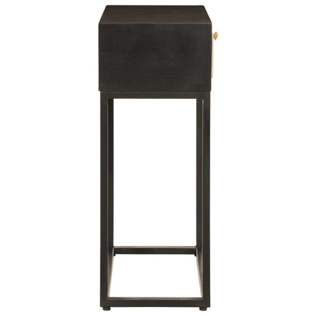 Console Table Black Solid Wood Mango And Iron