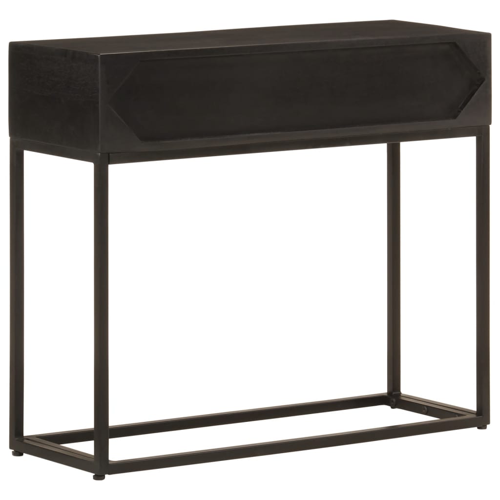 Console Table Black Solid Wood Mango And Iron