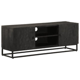 Console Table Black Solid Wood Mango And Iron