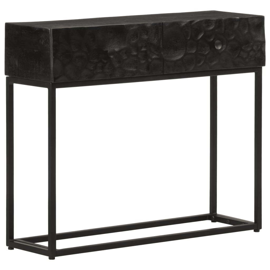 Console Table Black Solid Wood Mango And Iron