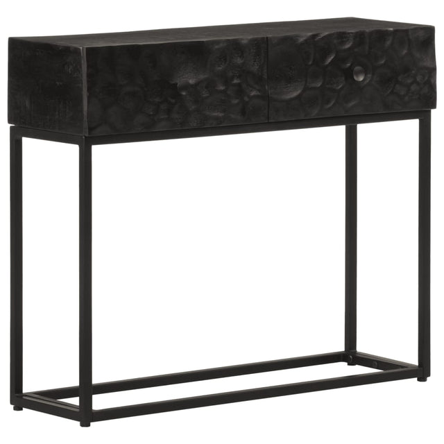 Console Table Black Solid Wood Mango And Iron
