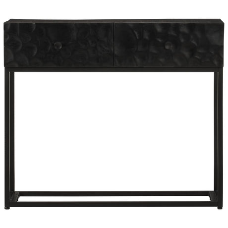 Console Table Black Solid Wood Mango And Iron
