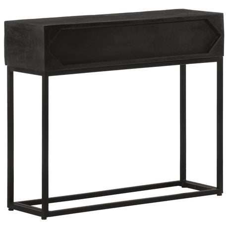 Console Table Black Solid Wood Mango And Iron