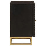 Bedside Cabinet Black Solid Wood Mango And Iron