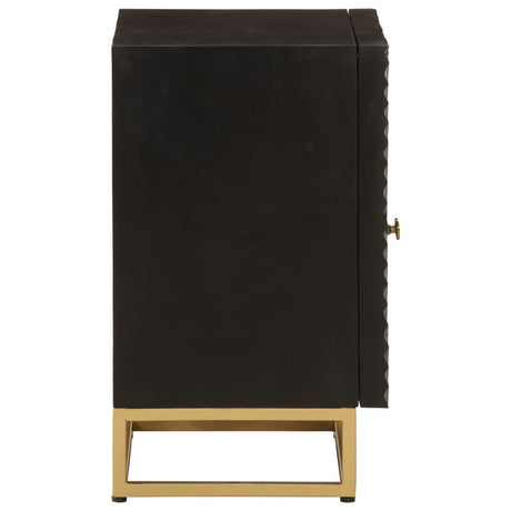 Bedside Cabinet Black Solid Wood Mango And Iron