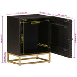 Bedside Cabinet Black Solid Wood Mango And Iron