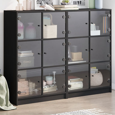 Bookcase With Doors 136X37X109 Cm Engineered Wood