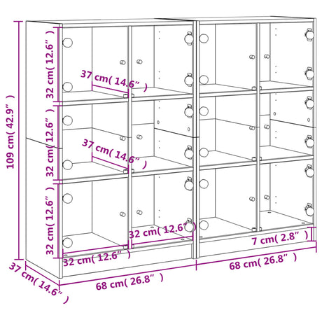 Bookcase With Doors 136X37X109 Cm Engineered Wood