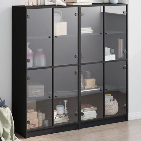 Bookcase With Doors 136X37X142 Cm Engineered Wood