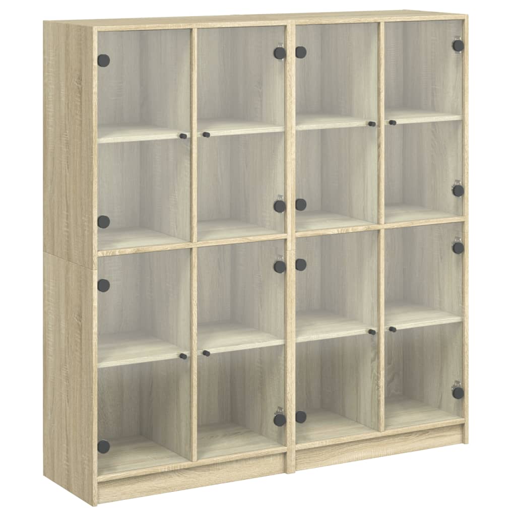 Bookcase With Doors 136X37X142 Cm Engineered Wood