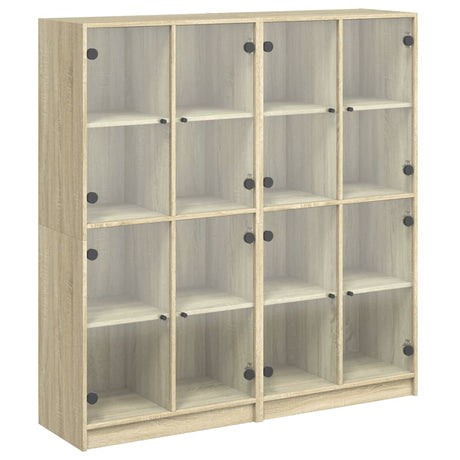 Bookcase With Doors 136X37X142 Cm Engineered Wood