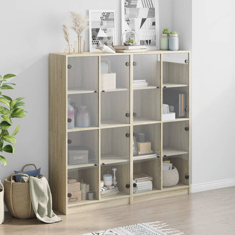Bookcase With Doors 136X37X142 Cm Engineered Wood