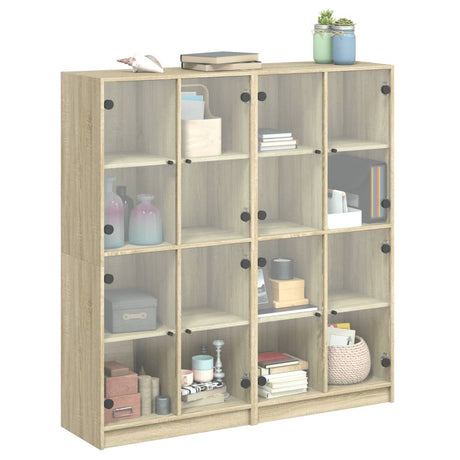 Bookcase With Doors 136X37X142 Cm Engineered Wood