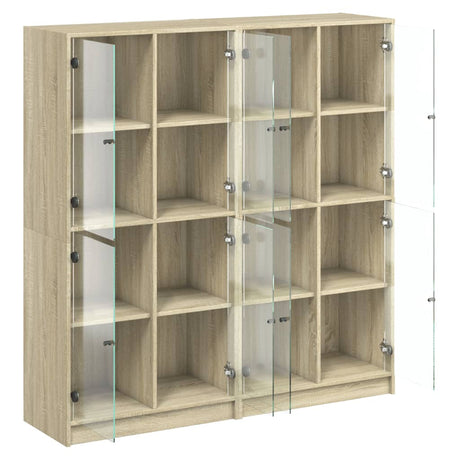 Bookcase With Doors 136X37X142 Cm Engineered Wood