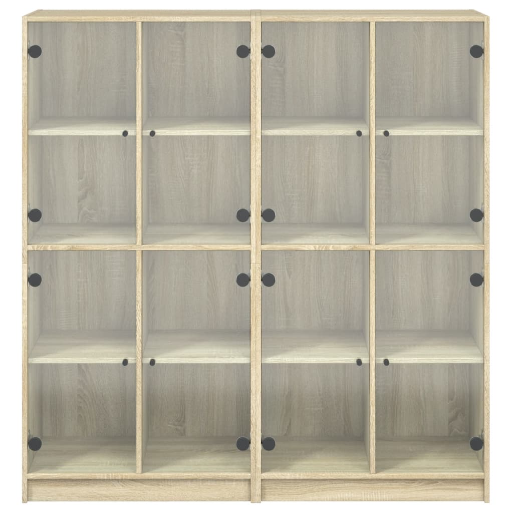 Bookcase With Doors 136X37X142 Cm Engineered Wood