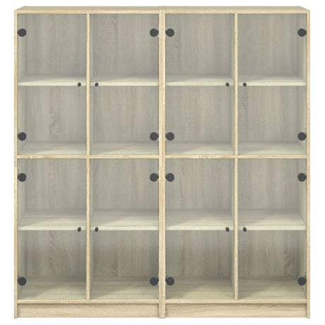 Bookcase With Doors 136X37X142 Cm Engineered Wood