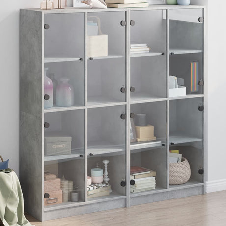 Bookcase With Doors 136X37X142 Cm Engineered Wood