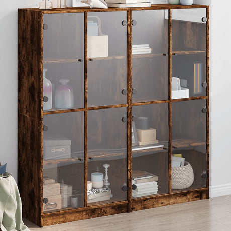 Bookcase With Doors 136X37X142 Cm Engineered Wood