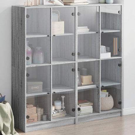 Bookcase With Doors 136X37X142 Cm Engineered Wood