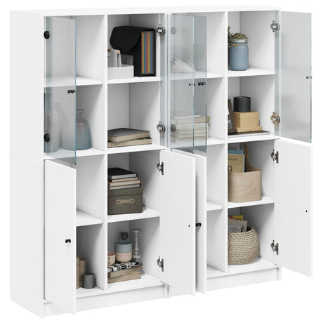 Bookcase With Doors 136X37X142 Cm Engineered Wood