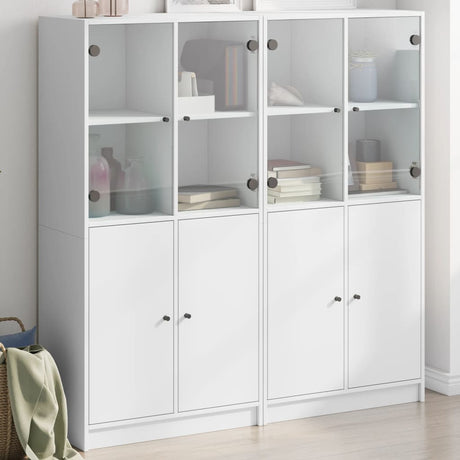 Bookcase With Doors 136X37X142 Cm Engineered Wood